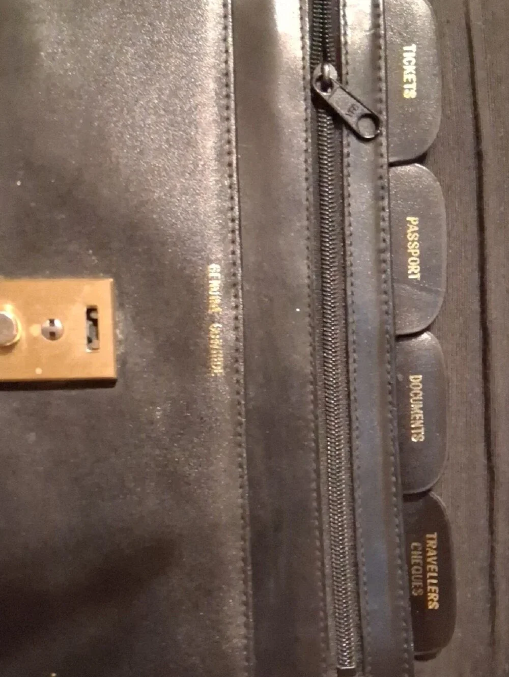 Unisex Black Leather Clutch Wallet with Gold Hardware